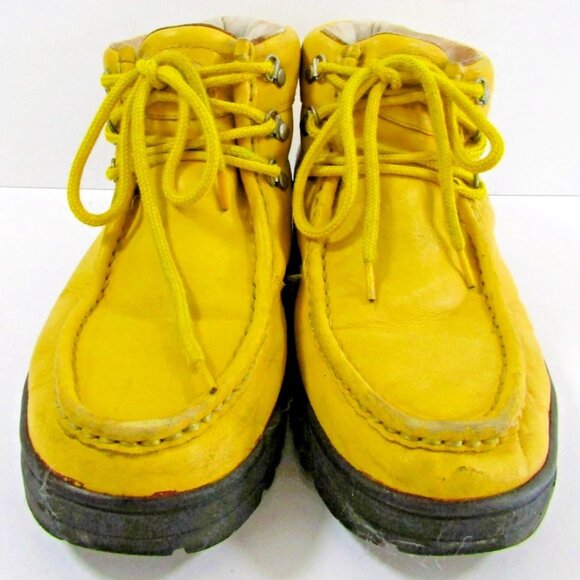 Men\'s First Down Yellow Leather Ankle High Boots Size 10.5 main image 6